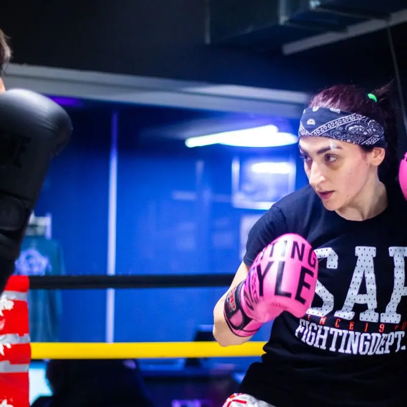 Allenamento kickboxing sul ring MedusA Gym Roma
